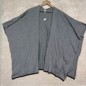 NWT Chicos Shawl Wrap Poncho One Size Brownbro Striped Cotton Soft Layering‎